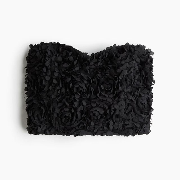 H&M Tops - NWT H&M APPLIQUÉD BANDEAU CROP TOP in BLACK | US S